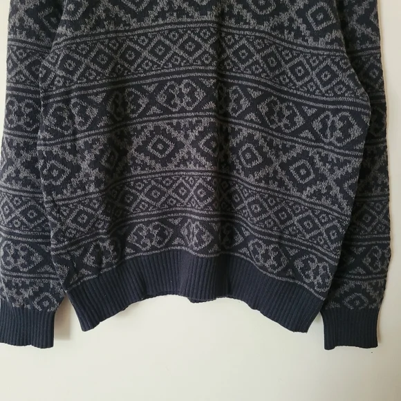 Vinage Knit Crewneck Geometric Grandpa Sweater Black Grey Grunge Retro Size Larg - Picture 4 of 7